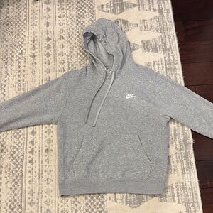 Nike Gray Hooded Pullover Sweatshirt with White Swoosh